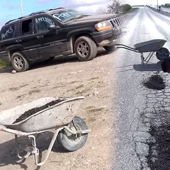 Riobravense tapa baches por el bien ciudadano