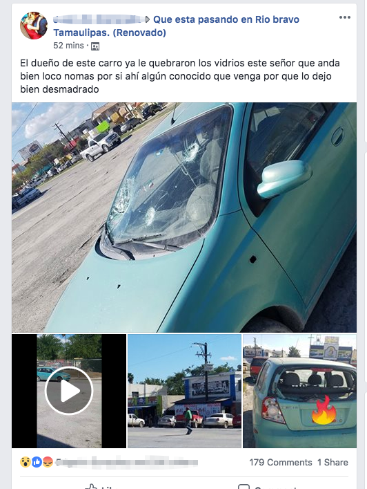 “Esquizofrénico” de Río Bravo destruye un coche