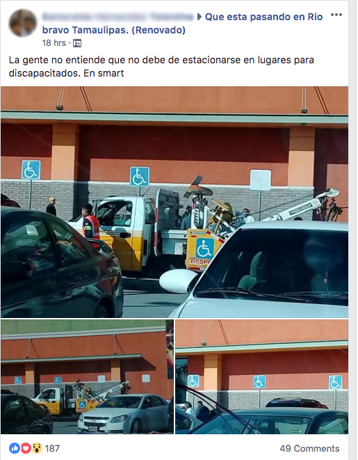 Denuncian vehículos en lugares para discapacitados en Río Bravo