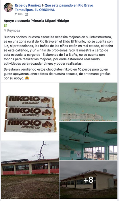 Primaria rural de Río Bravo vende chocolates para apoyar a sus niños