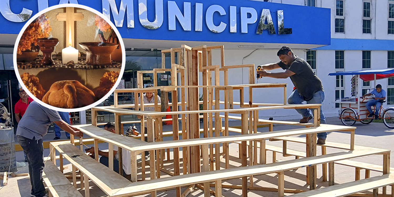 Río Bravo celebra la tradición con altar ciudadano frente a la Presidencia Municipal
