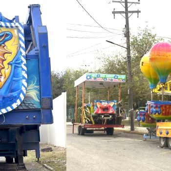 Llegan los primeros juegos mecánicos de la Feria de Río Bravo