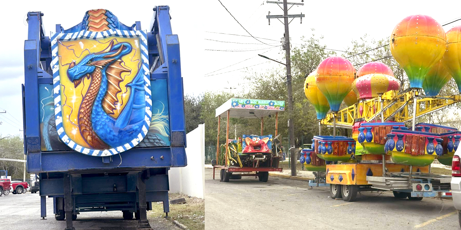 Llegan los primeros juegos mecánicos de la Feria de Río Bravo