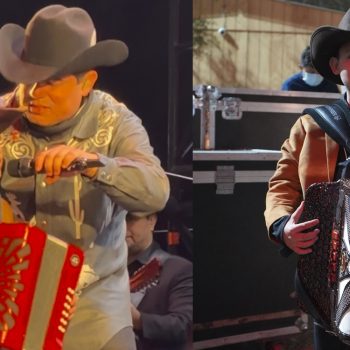 Alfredo Olivas regala acordeón a niño riobravense