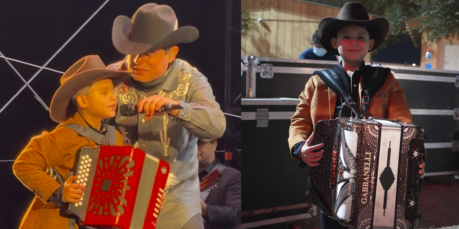 Alfredo Olivas regala acordeón a niño riobravense