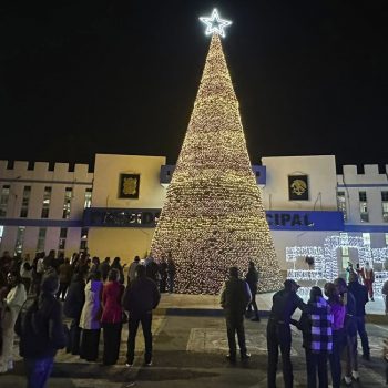 Encienden pino navideño en Río Bravo