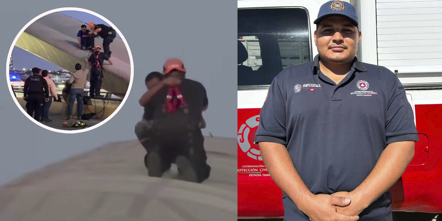 Bombero de Reynosa se convierte en héroe; rescata a un hombre en puente