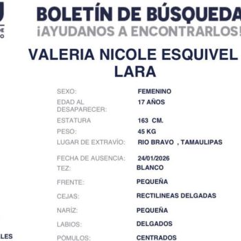 Buscan a menor desaparecida en Río Bravo