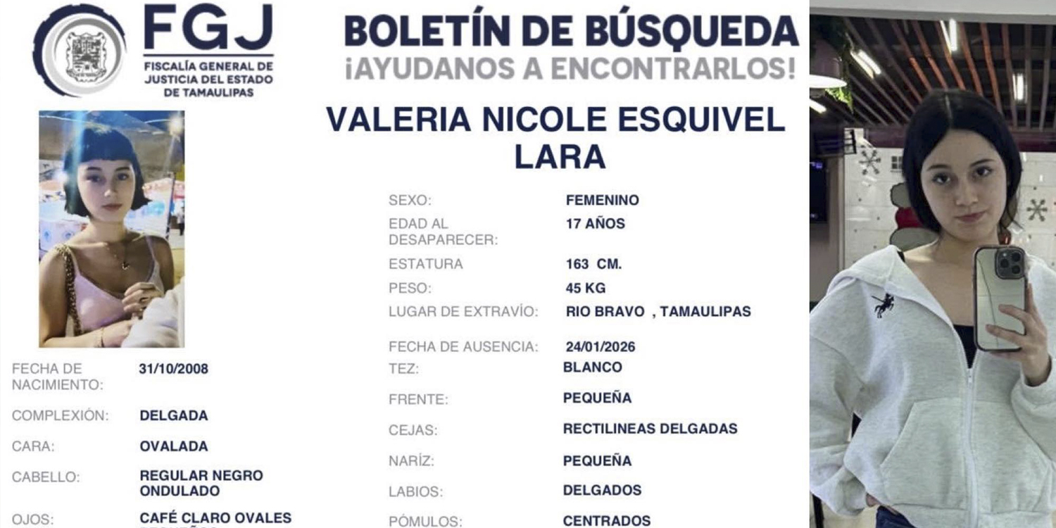 Buscan a menor desaparecida en Río Bravo