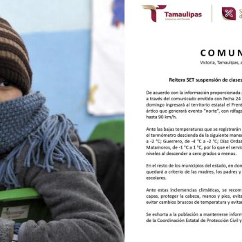 SET informa sobre Suspenciones de clases en Tamaulipas