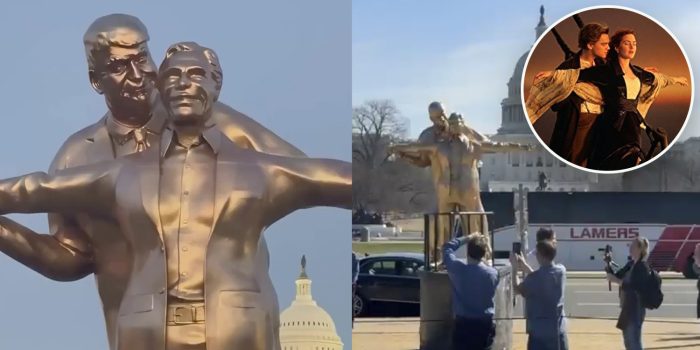 La obra de casi cuatro metros apareció en Washington y ha generado debate en redes