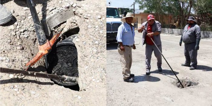 Personal de COMAPA Río Bravo realizó trabajos de mantenimiento en las líneas de drenaje de la colonia Condesa.